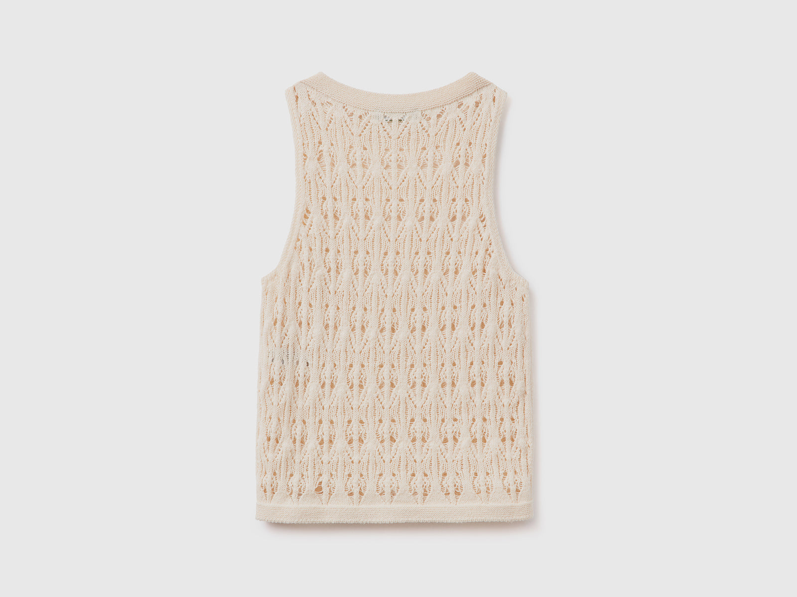 Canotta smanicata in maglia crochet di misto cotone da donna beige 2 | Benetton Outlet
