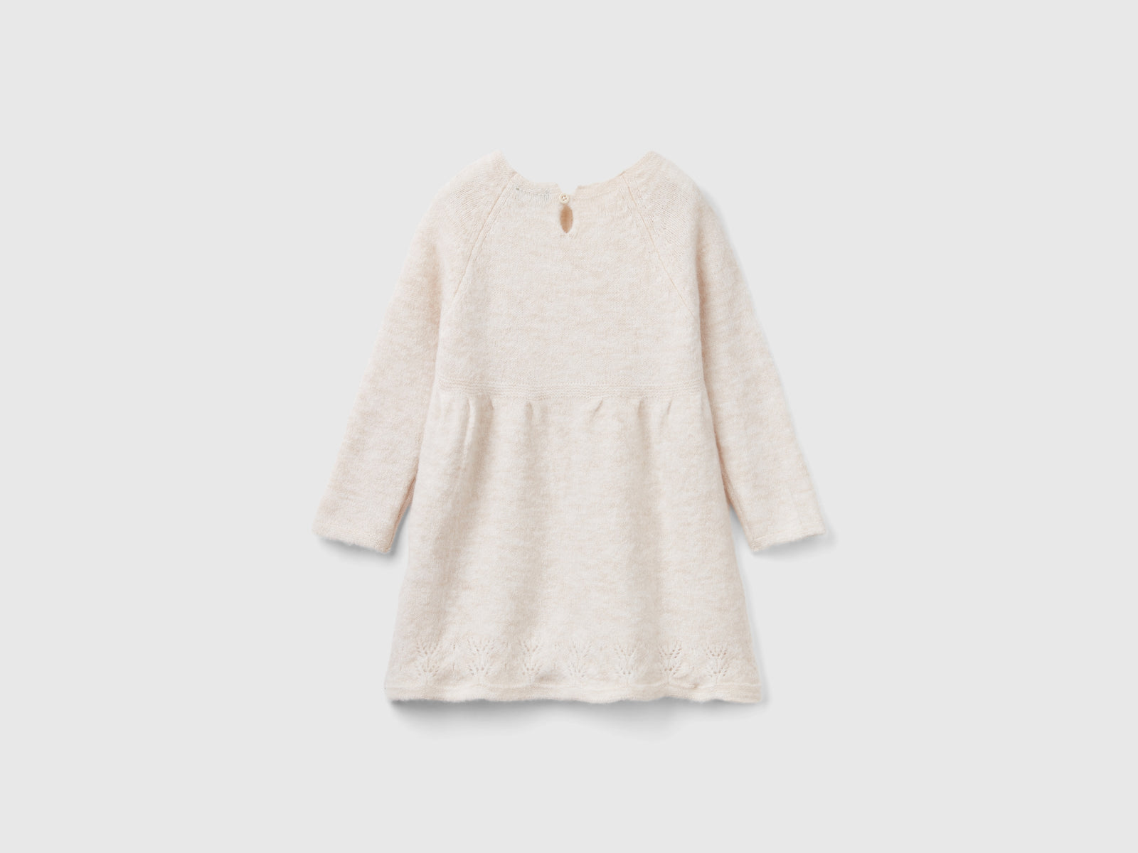 Abito in maglia con pizzo da bimba bianco panna 2 | Benetton Outlet