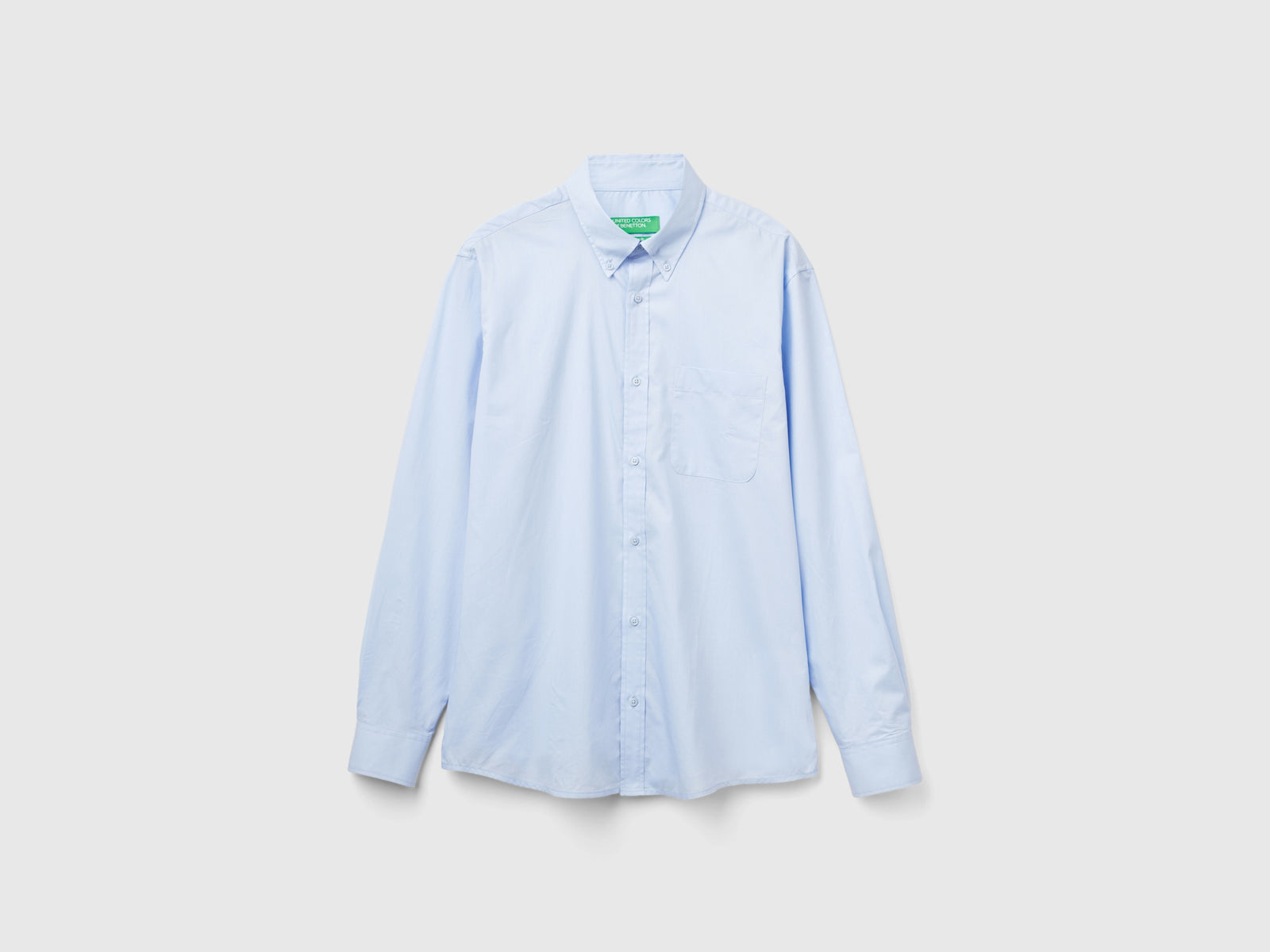 Camicia button down in cotone bio da uomo celeste | Benetton Outlet