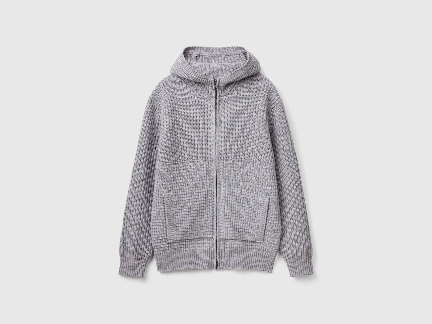 Giaccone in pura lana Shetland da uomo grigio chiaro | Benetton Outlet