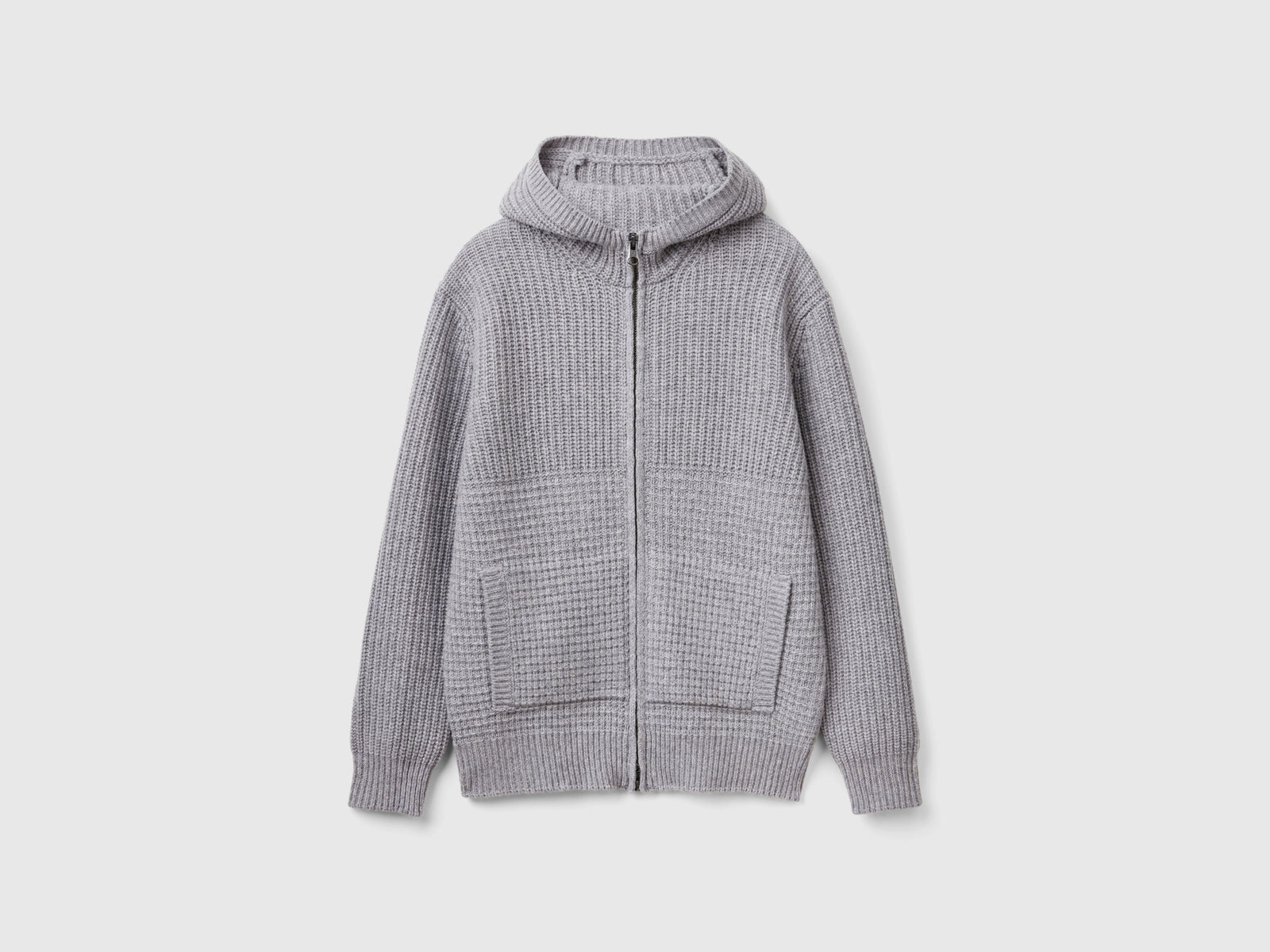 Giaccone in pura lana Shetland da uomo grigio chiaro | Benetton Outlet