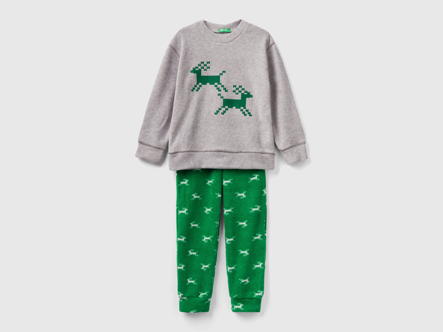 Pigiama renne in pile da bambino grigio chiaro | Benetton Outlet