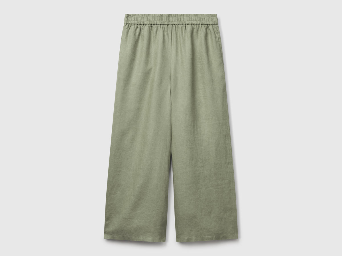 Pantaloni ampi in puro lino