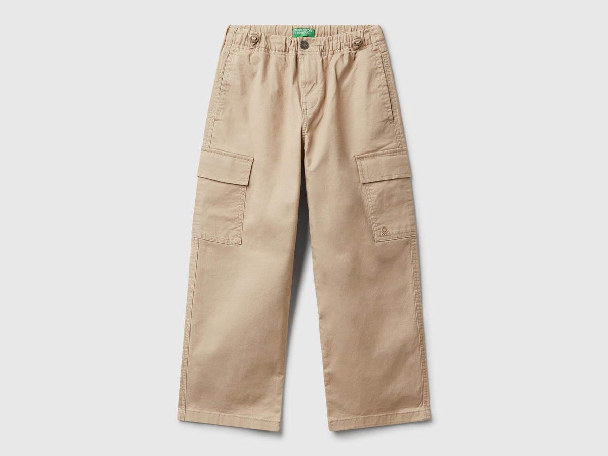 Pantaloni parachute in cotone stretch