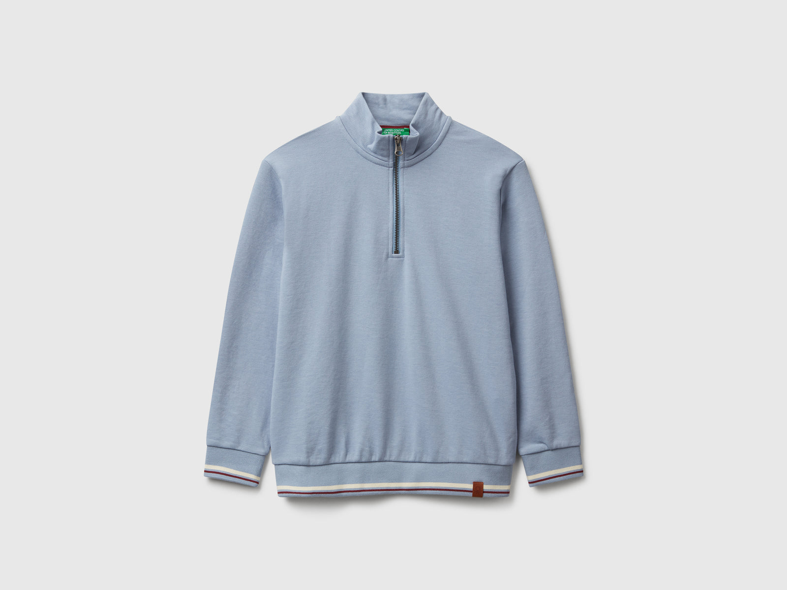 Felpa con zip e collo alto da bambino azzurro | Benetton Outlet