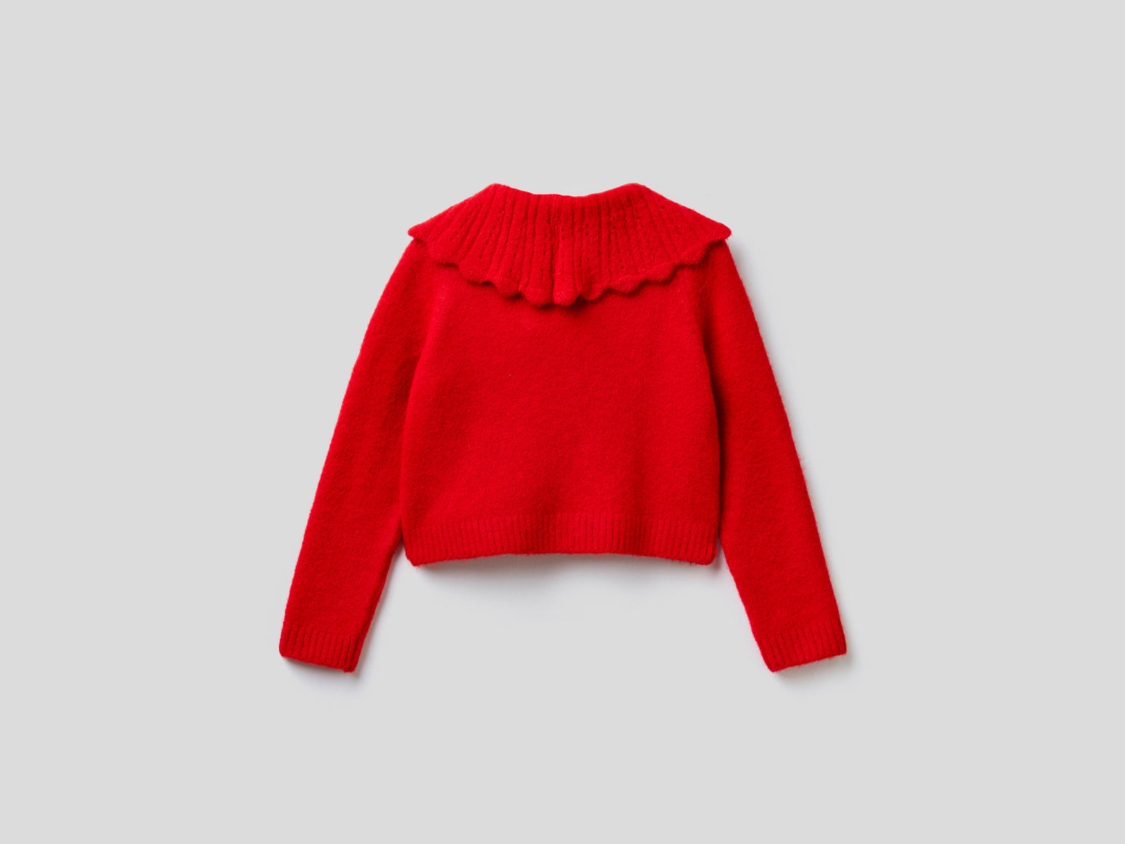 Cardigan con colletto volant da bambina rosso 2 | Benetton Outlet