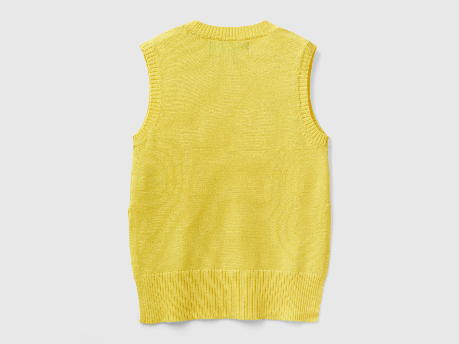 Gilet in maglia con spacchi da donna giallo 2 | Benetton Outlet