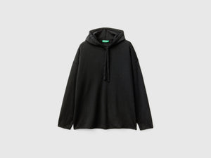 Cashmere blend sweater with hood
