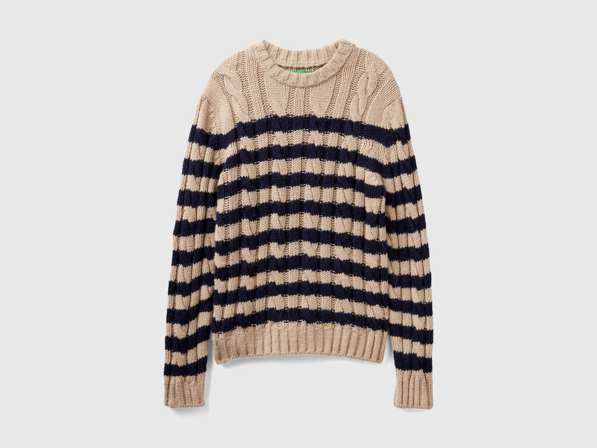 Maglione a righe in misto lana e alpaca