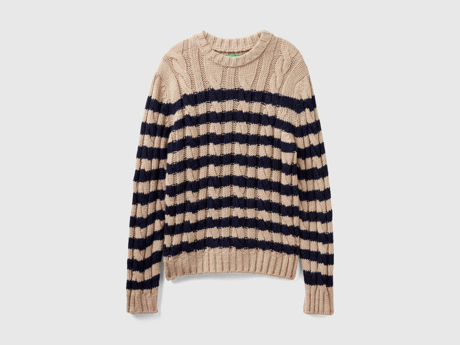 Maglione a righe in misto lana e alpaca da uomo blu scuro | Benetton Outlet