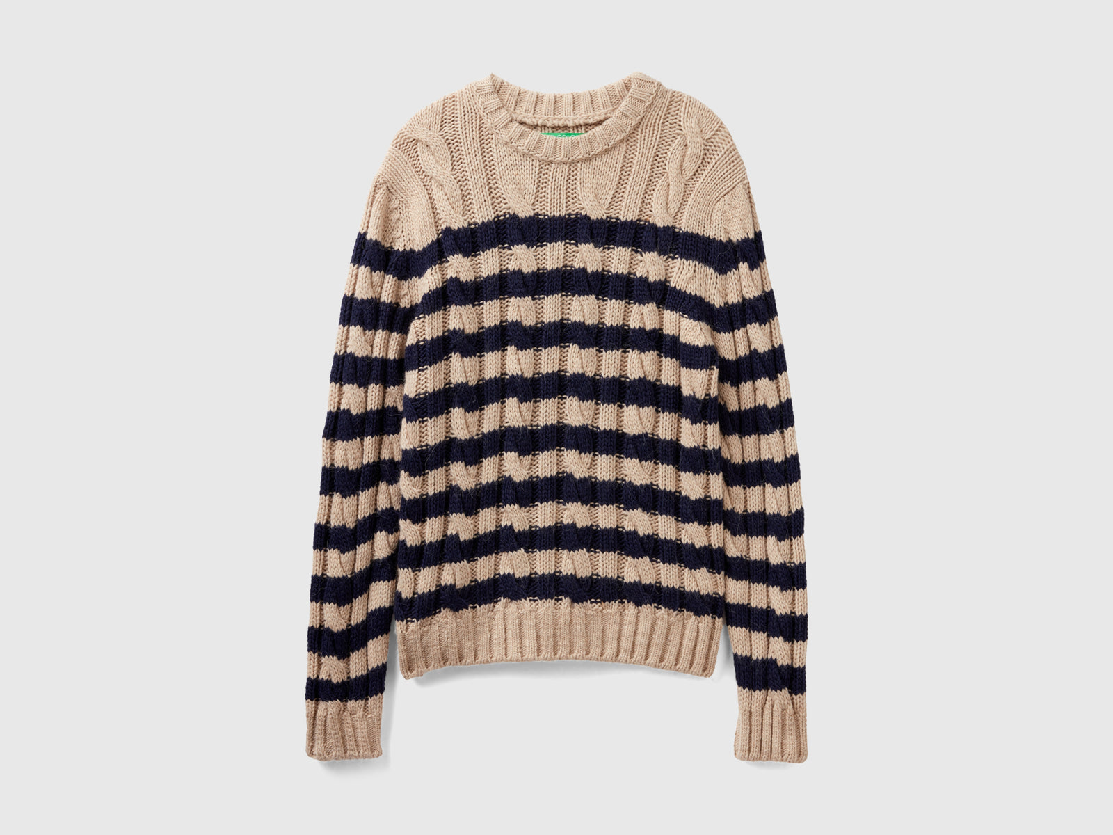 Maglione a righe in misto lana e alpaca da uomo blu scuro | Benetton Outlet