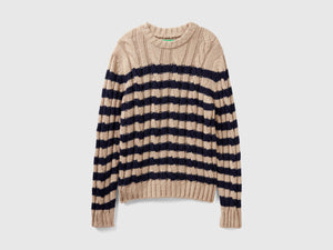 Maglione a righe in misto lana e alpaca