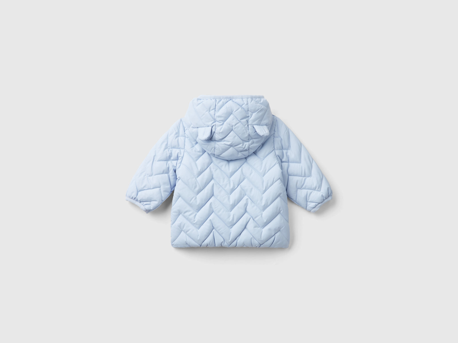 Piumino imbottito con orecchie da neonato celeste 2 | Benetton Outlet