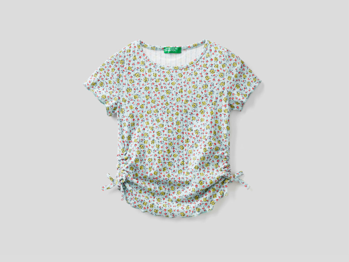 T-shirt a fiori con laccetti da bambina multi-color | Benetton Outlet