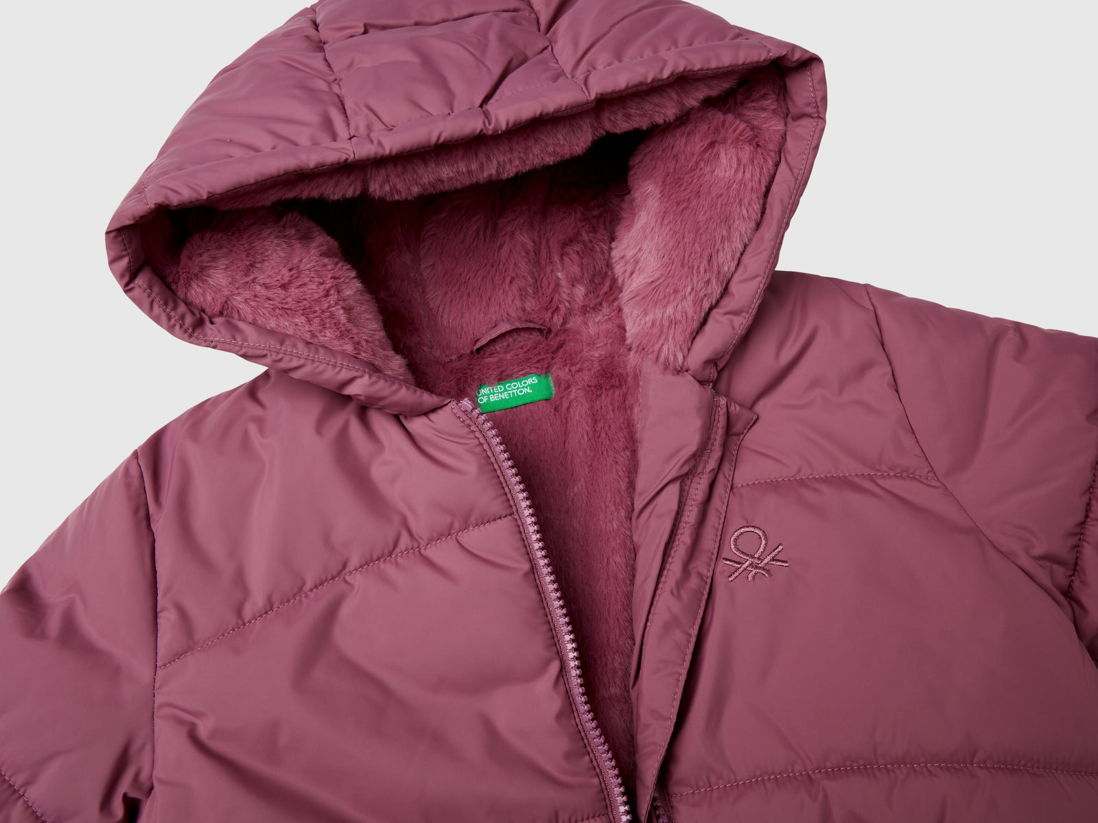 Padded jacket with hood da bimba malva scuro 3 | Benetton Outlet
