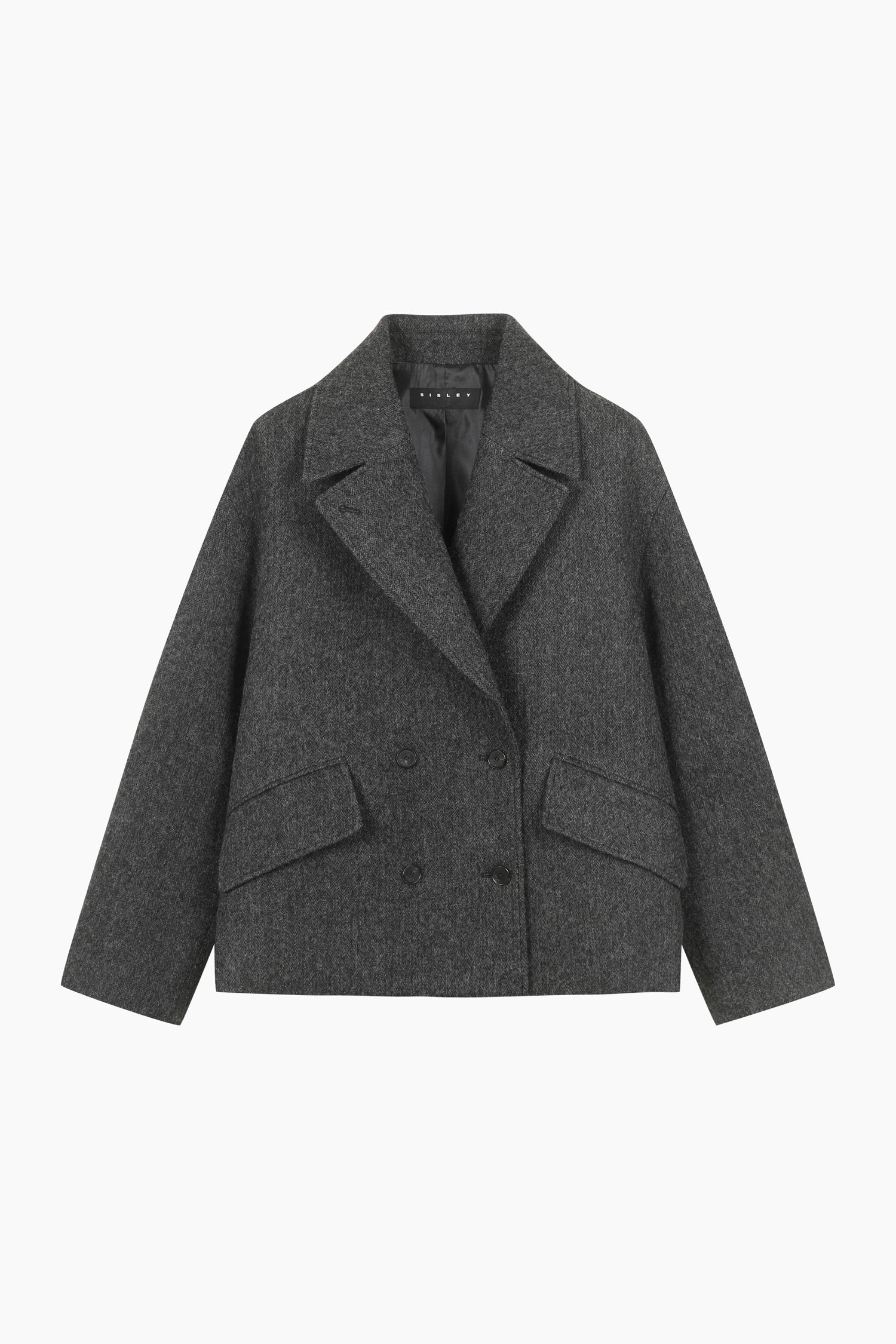 Cappotto corto doppiopetto da donna grigio scuro | Sisley Outlet