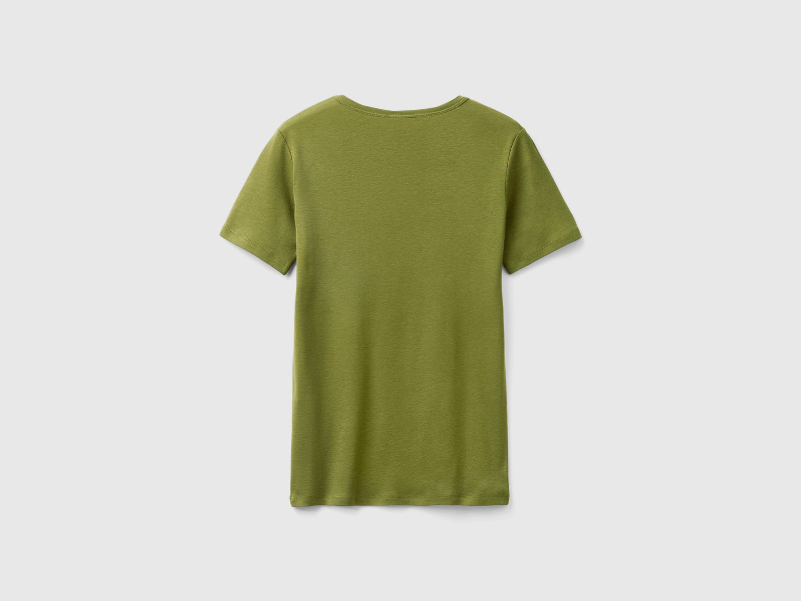 T-shirt in cotone a fibra lunga da donna verde militare 2 | Benetton Outlet
