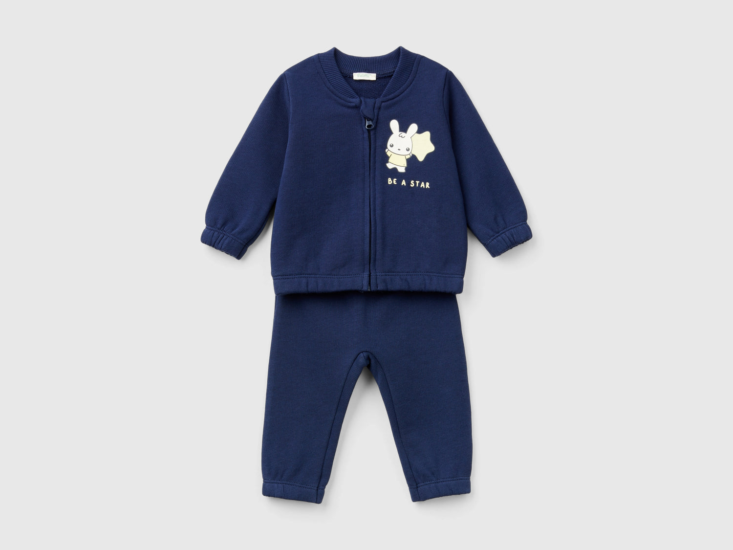 Completino in felpa di cotone bio da neonato blu scuro | Benetton Outlet
