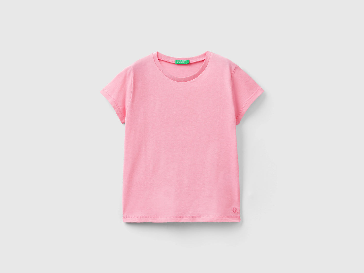 T-shirt in puro cotone bio da bambina rosa | Benetton Outlet