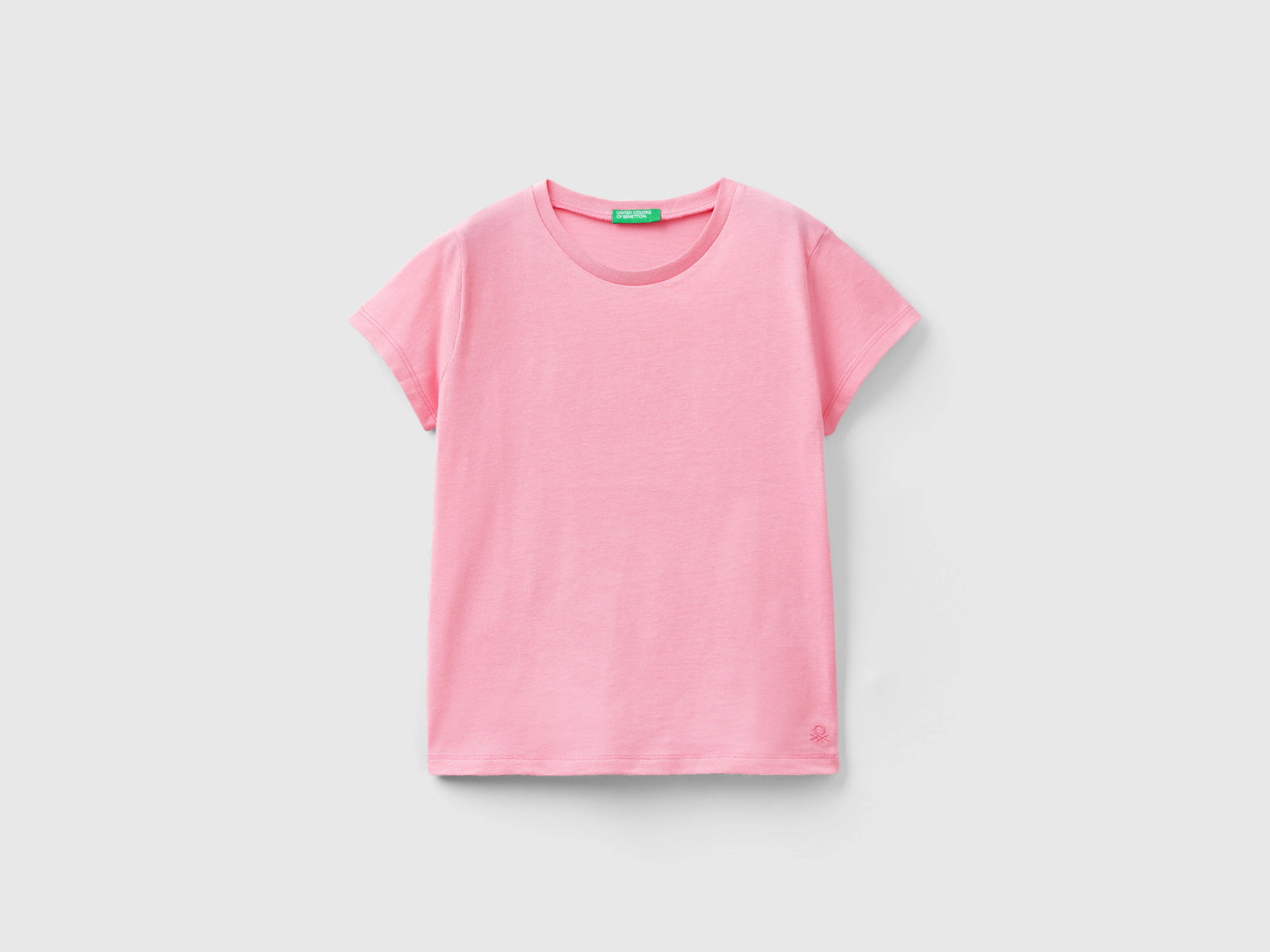 T-shirt in puro cotone bio da bambina rosa | Benetton Outlet