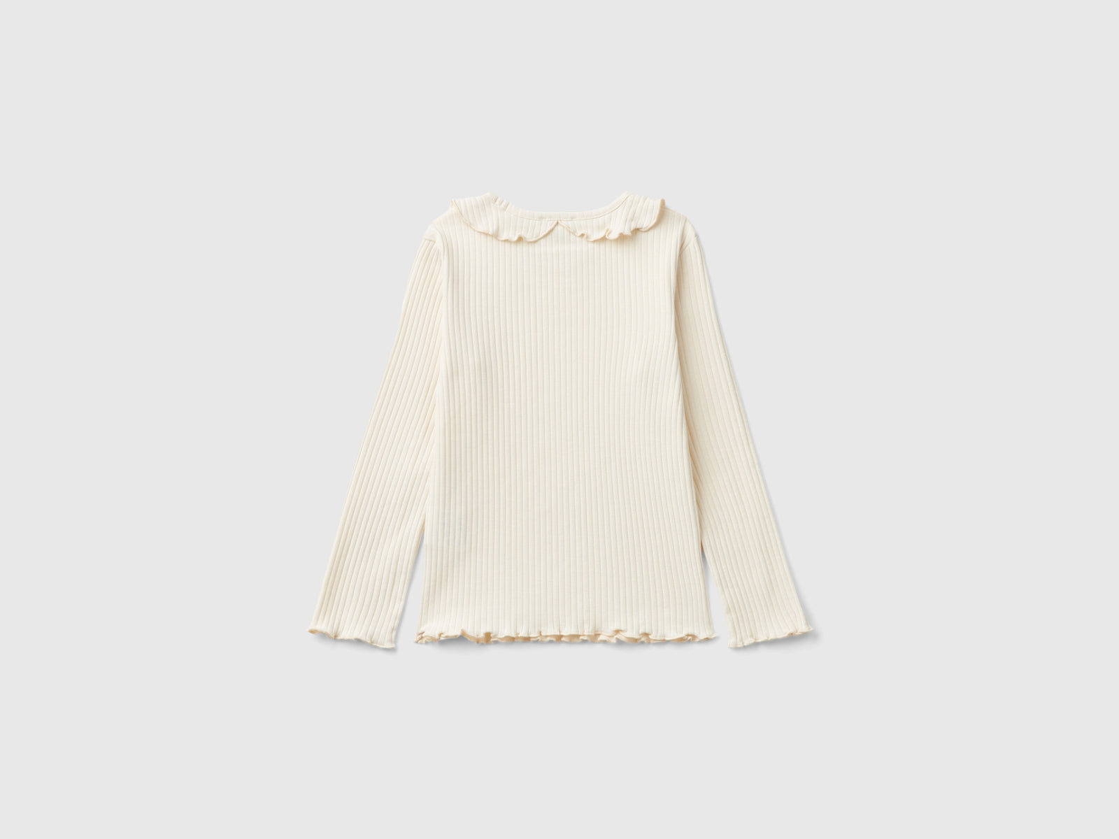 T-shirt con colletto a manica lunga da bimba bianco panna 2 | Benetton Outlet