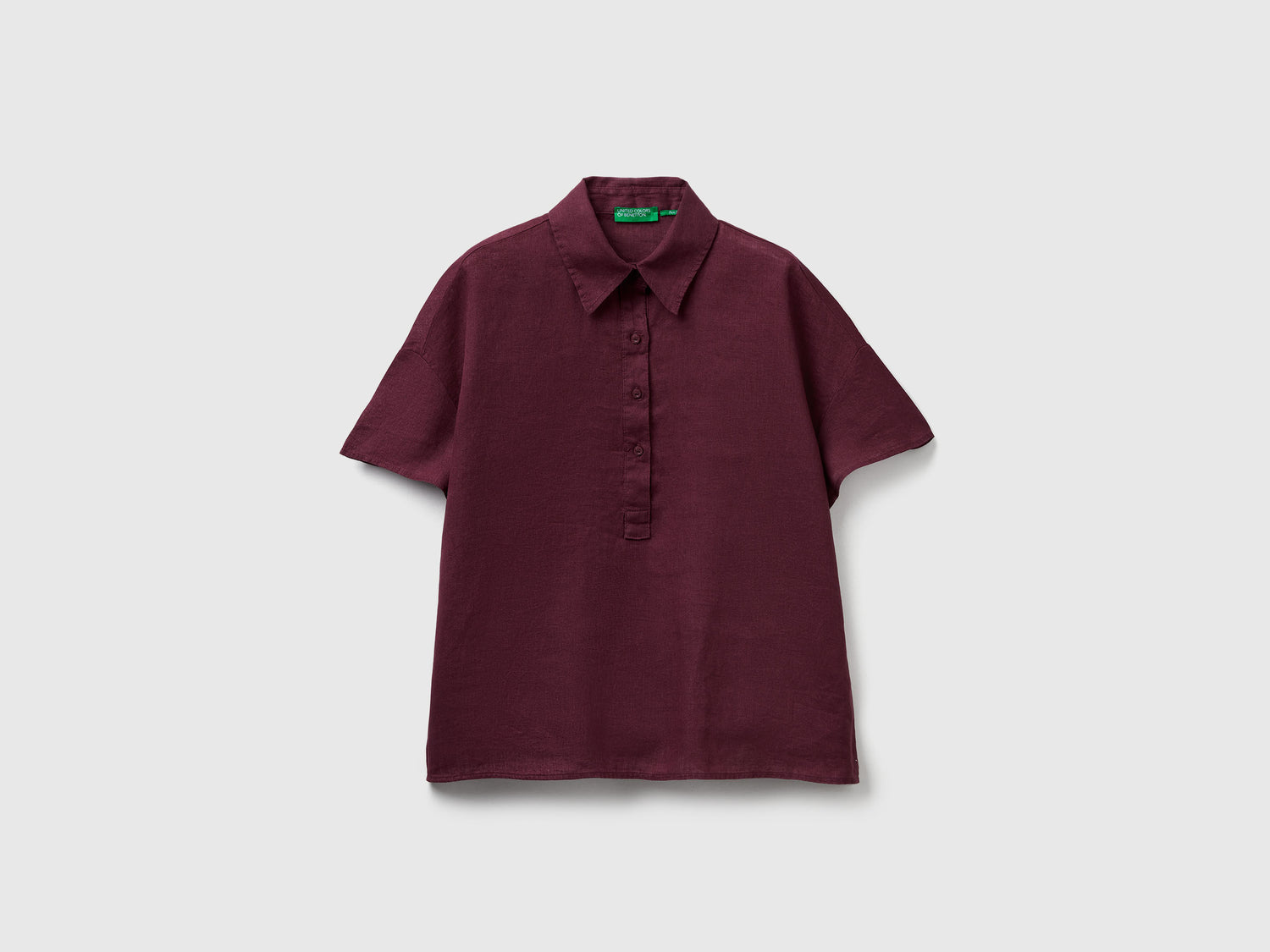 Blusa in puro lino da donna prugna | Benetton Outlet