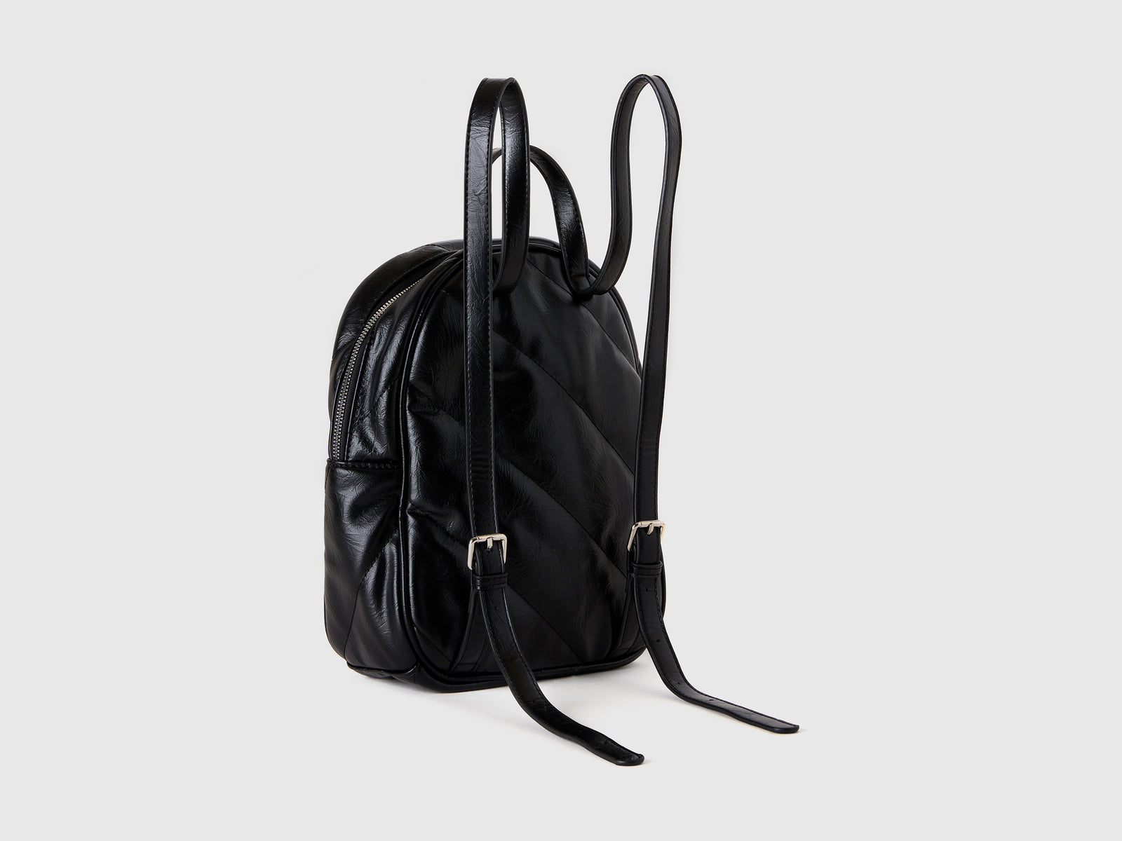 Zaino in tessuto spalmato da donna nero 2 | Benetton Outlet