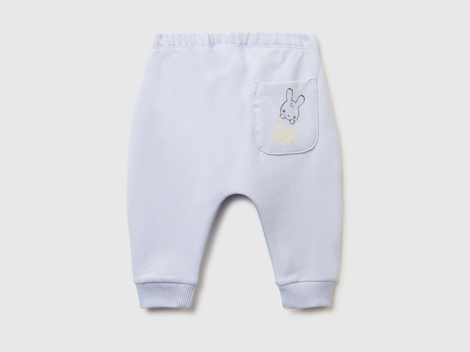 Pantaloni in calda felpa con taschino da neonato celeste 2 | Benetton Outlet