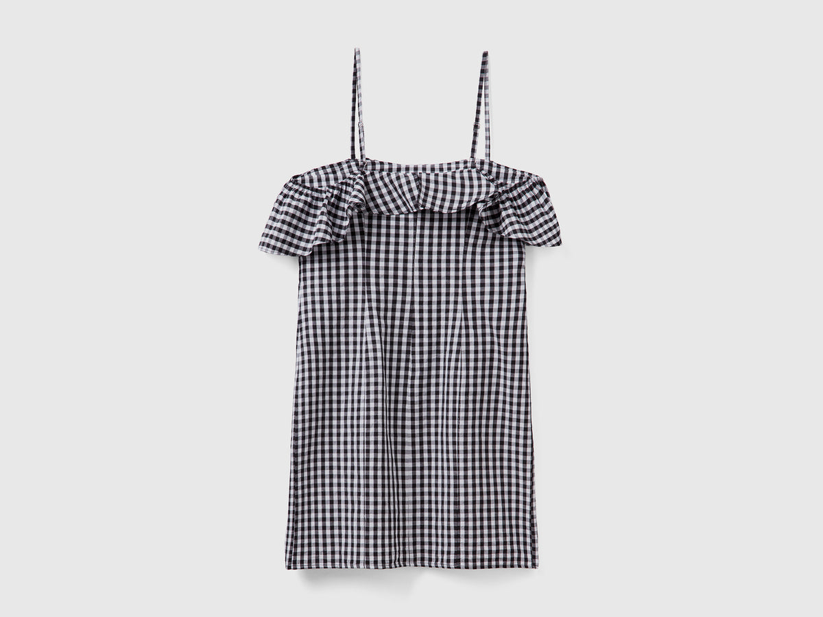 Vestito in misto cotone e lino a quadretti vichy