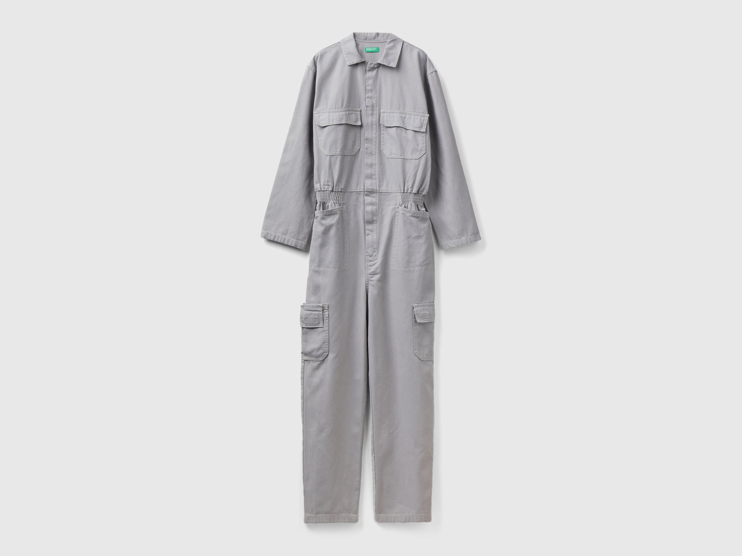 Tuta lunga in tela di cotone da donna grigio chiaro | Benetton Outlet