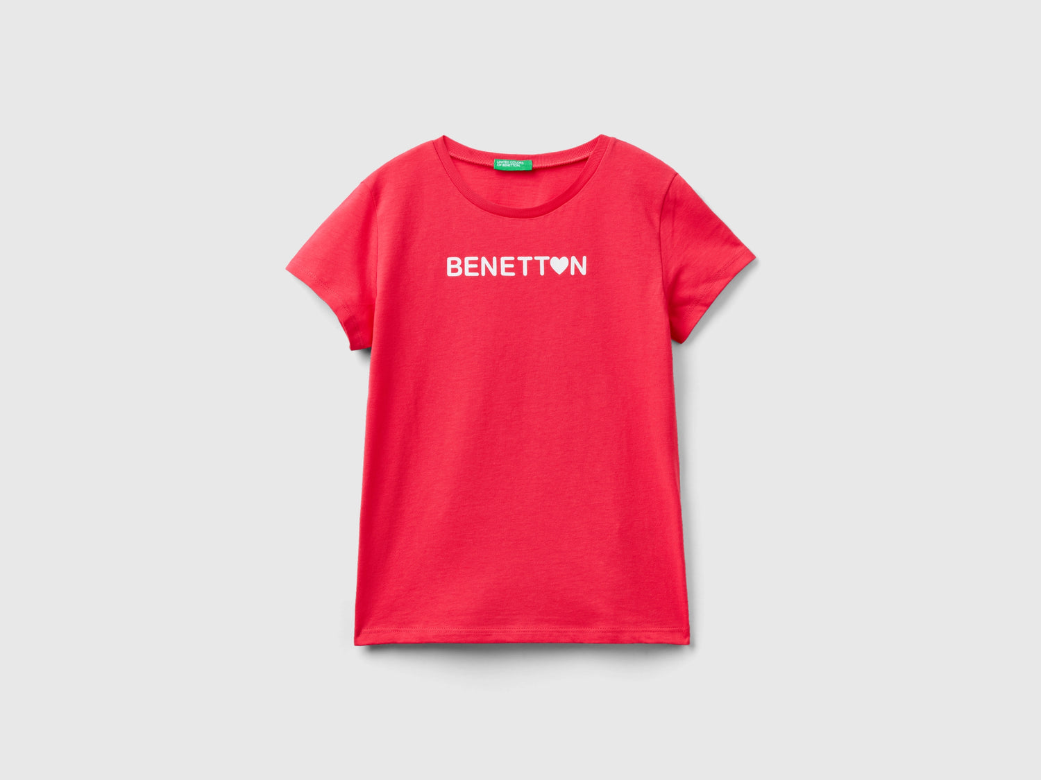 Maglietta con logo 100% cotone da bambina fucsia | Benetton Outlet