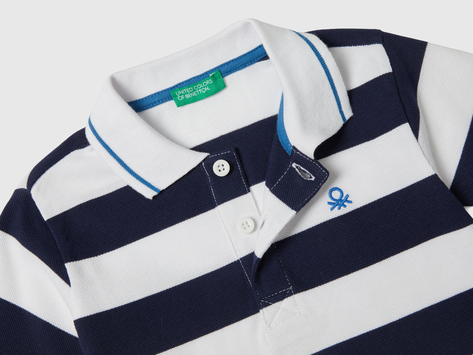 Polo manica corta a righe da bimbo blu scuro 2 | Benetton Outlet