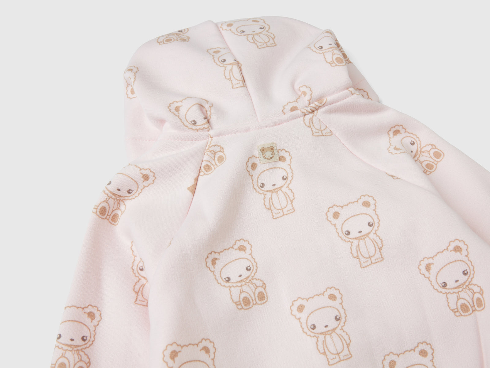 Felpa con cappuccio foderata in ciniglia da neonato rosa tenue 3 | Benetton Outlet