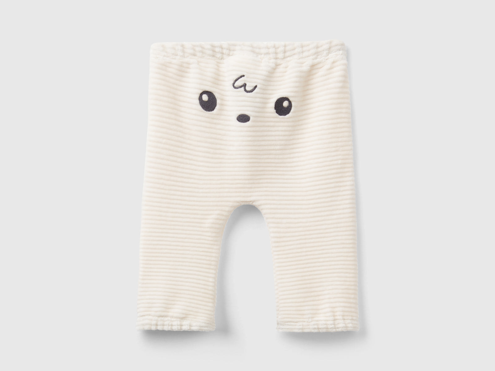 Pantaloni in ciniglia con ricamo da neonato bianco panna 2 | Benetton Outlet