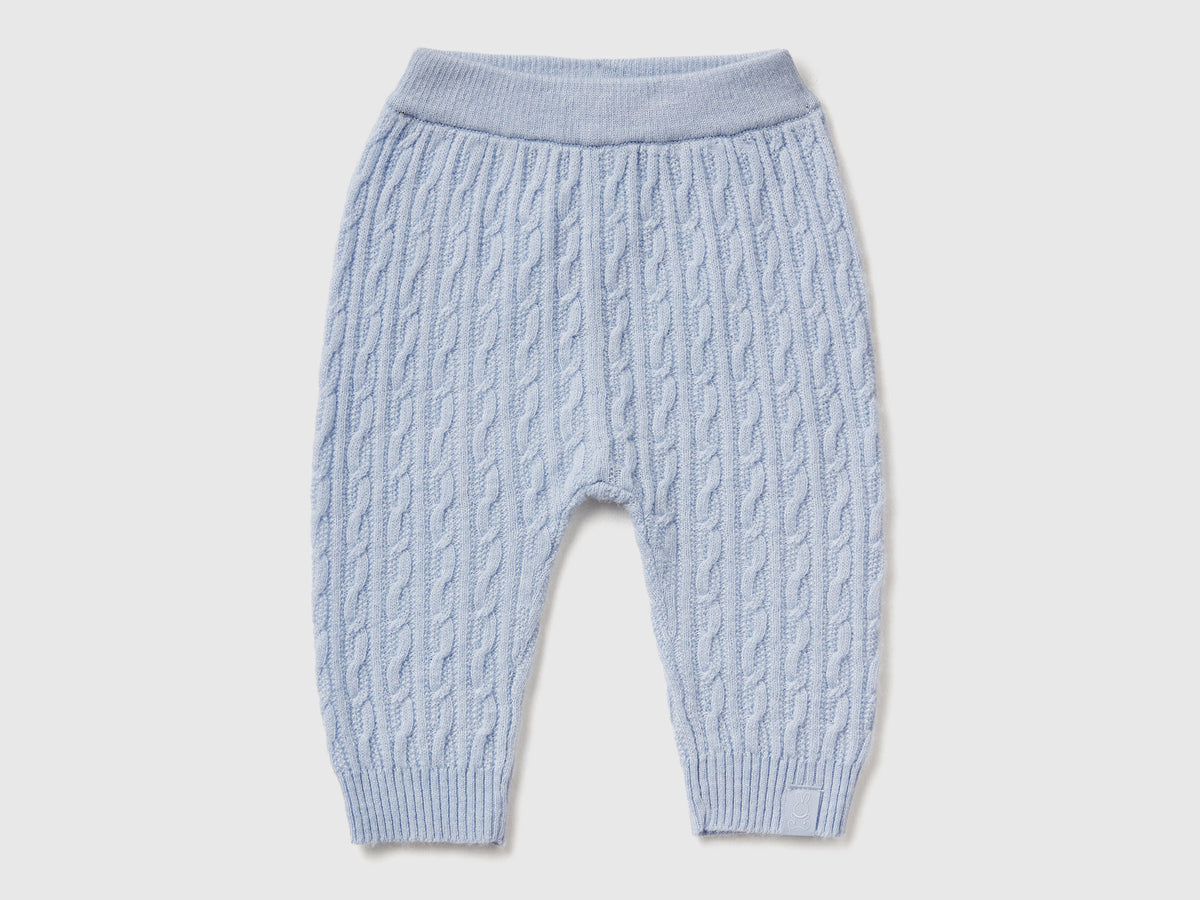 Pantaloni con trecce in misto lana