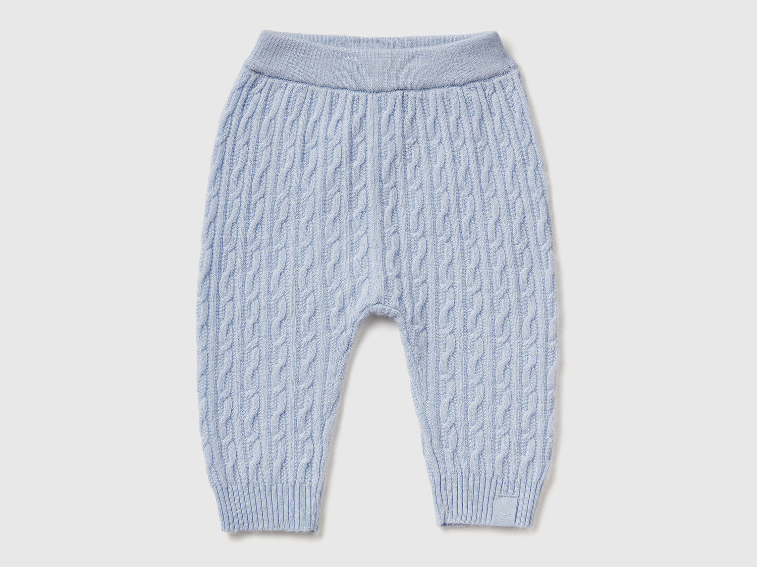 Pantaloni con trecce in misto lana da neonato celeste | Benetton Outlet