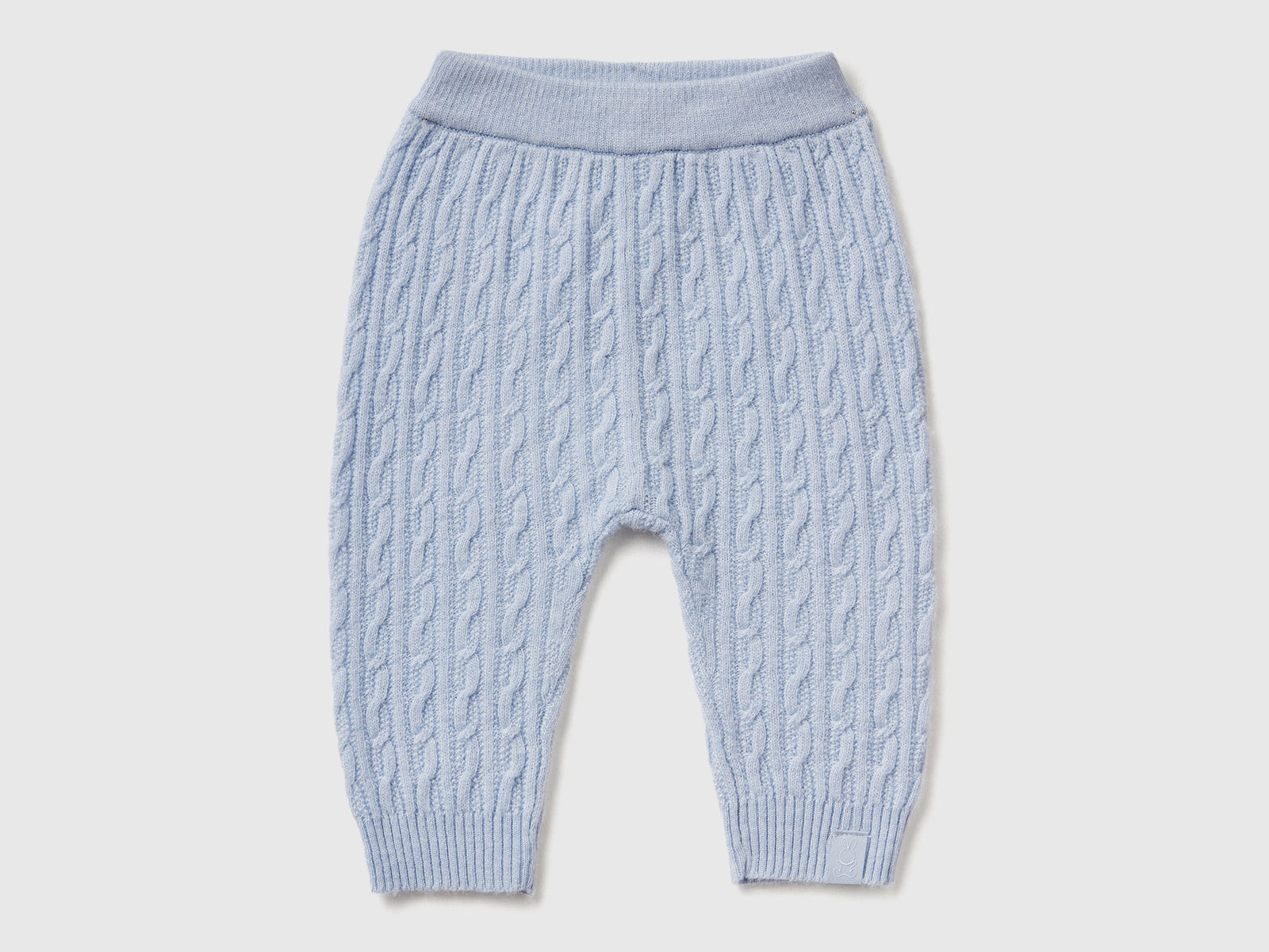 Pantaloni con trecce in misto lana da neonato celeste | Benetton Outlet