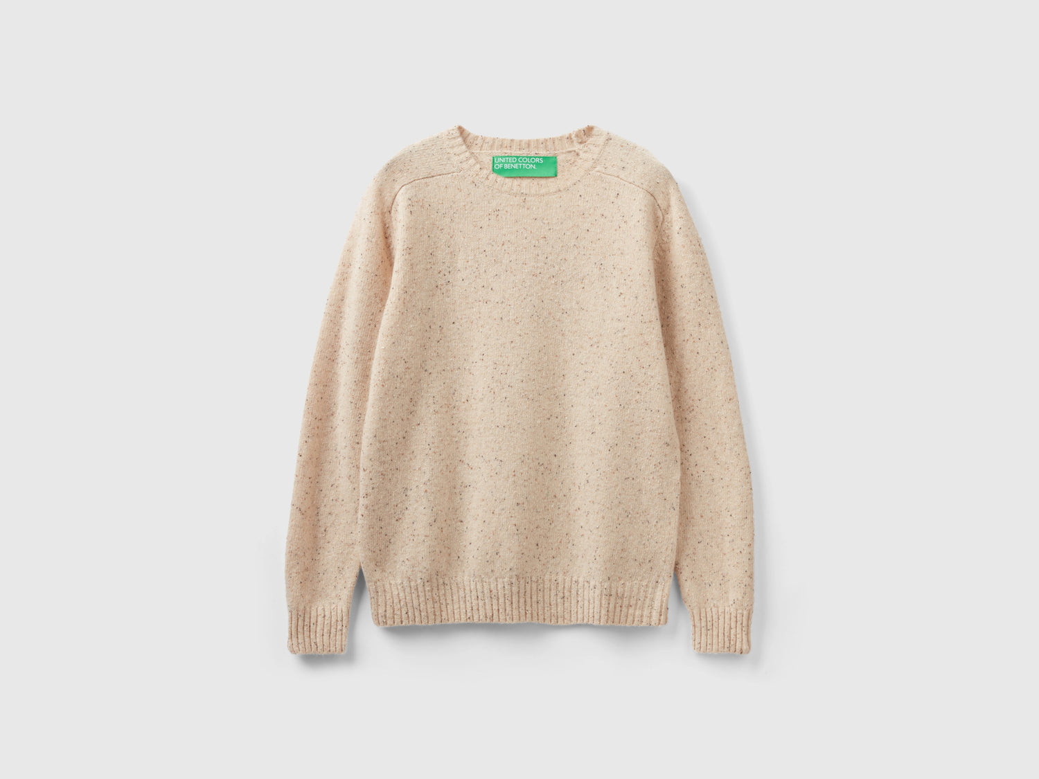 Maglia girocollo in misto lana da uomo beige | Benetton Outlet