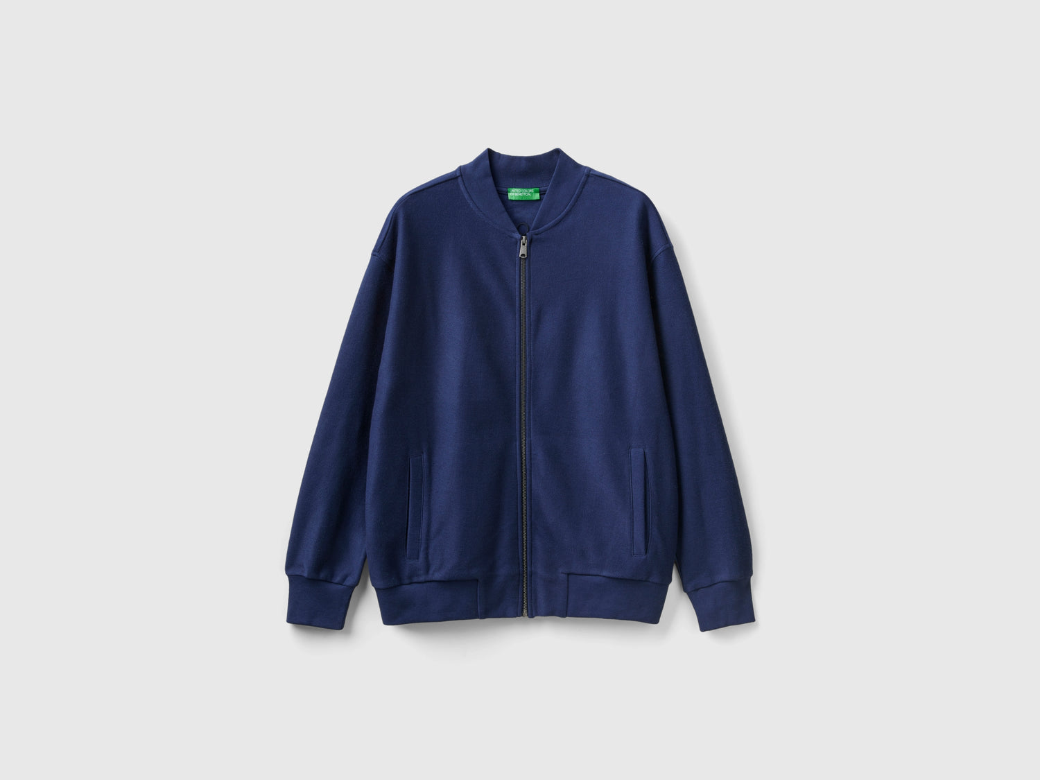 Bomber in felpa con zip da uomo blu scuro | Benetton Outlet