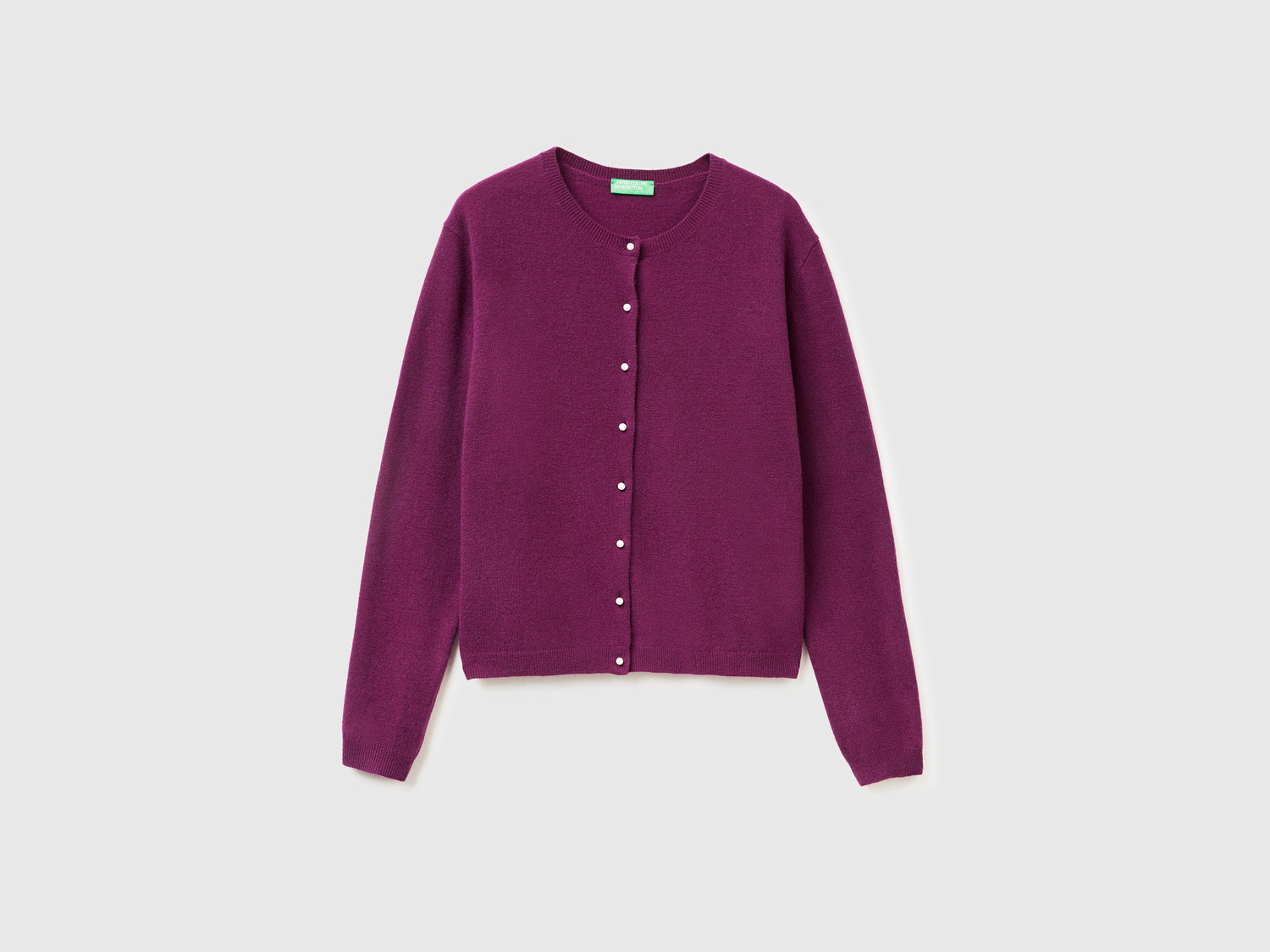 Cardigan viola in pura lana Merino da donna prugna | Benetton Outlet