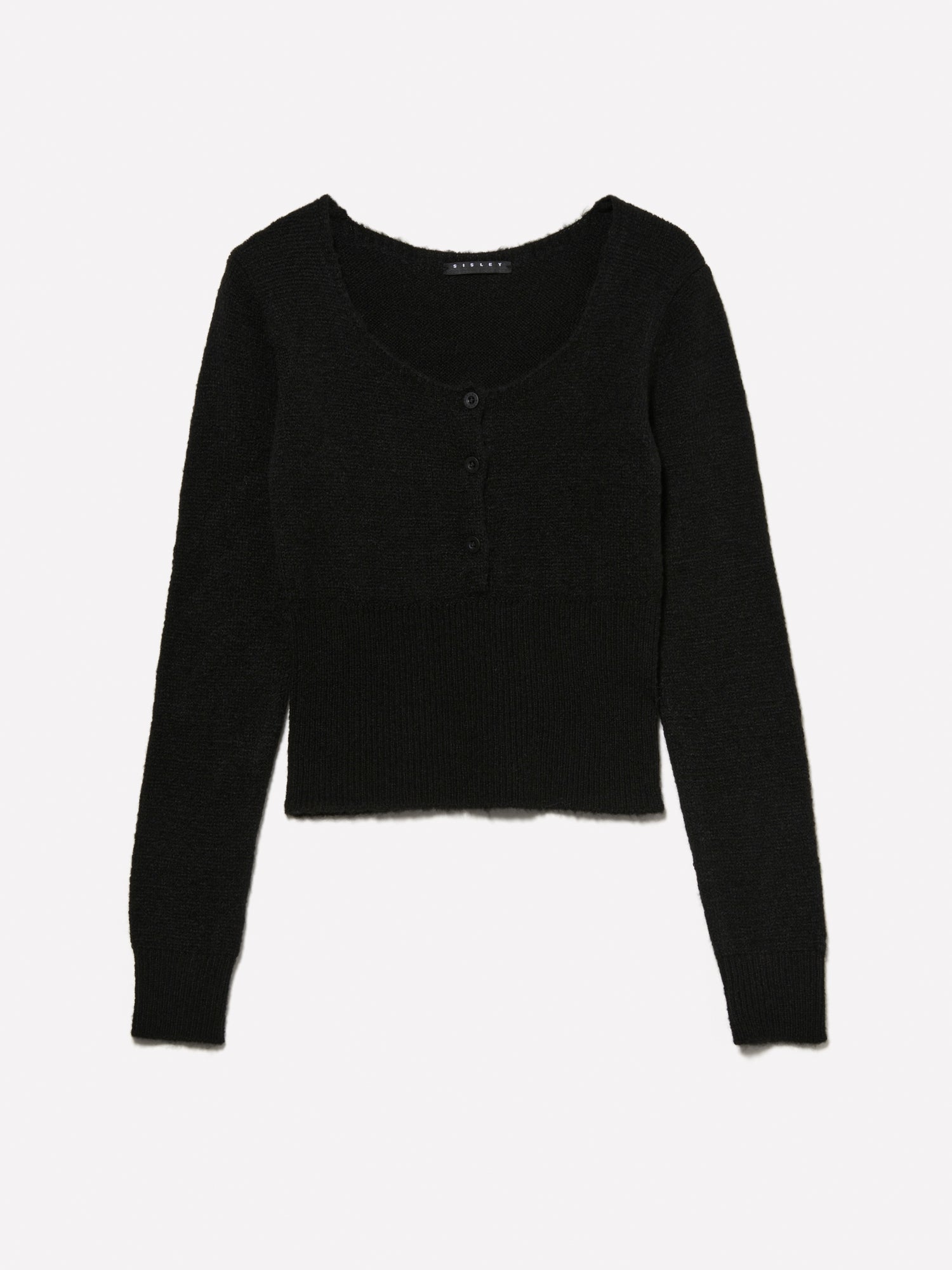 Maglia cropped con bottoncini da bambina nero | Sisley young Outlet