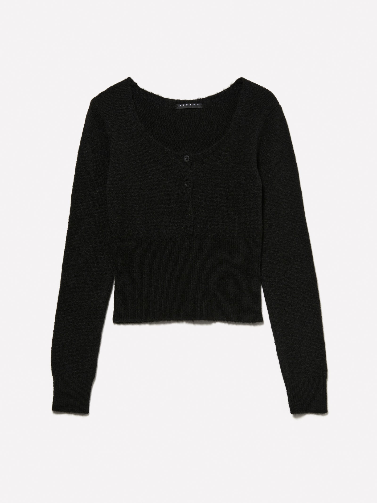 Maglia cropped con bottoncini da bambina nero | Sisley young Outlet