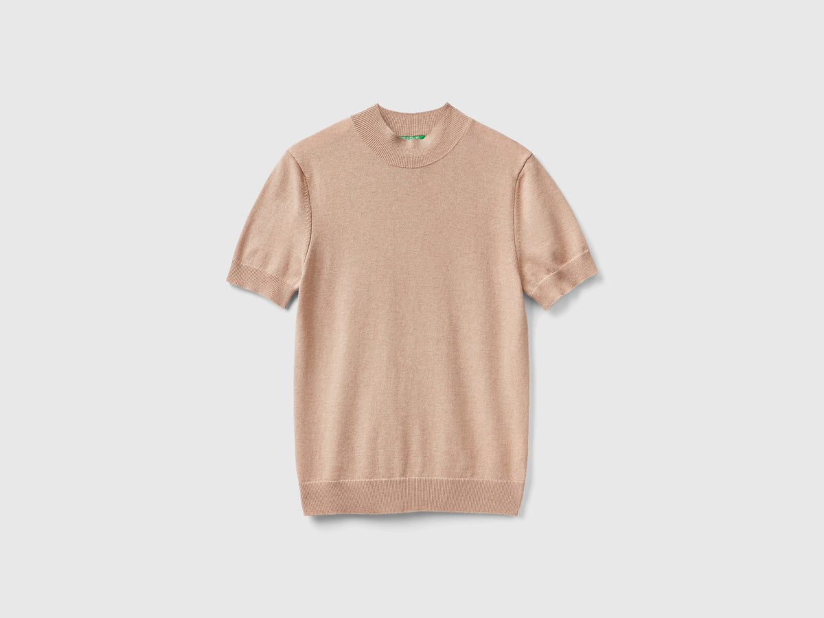 Maglia a manica corta in misto cashmere