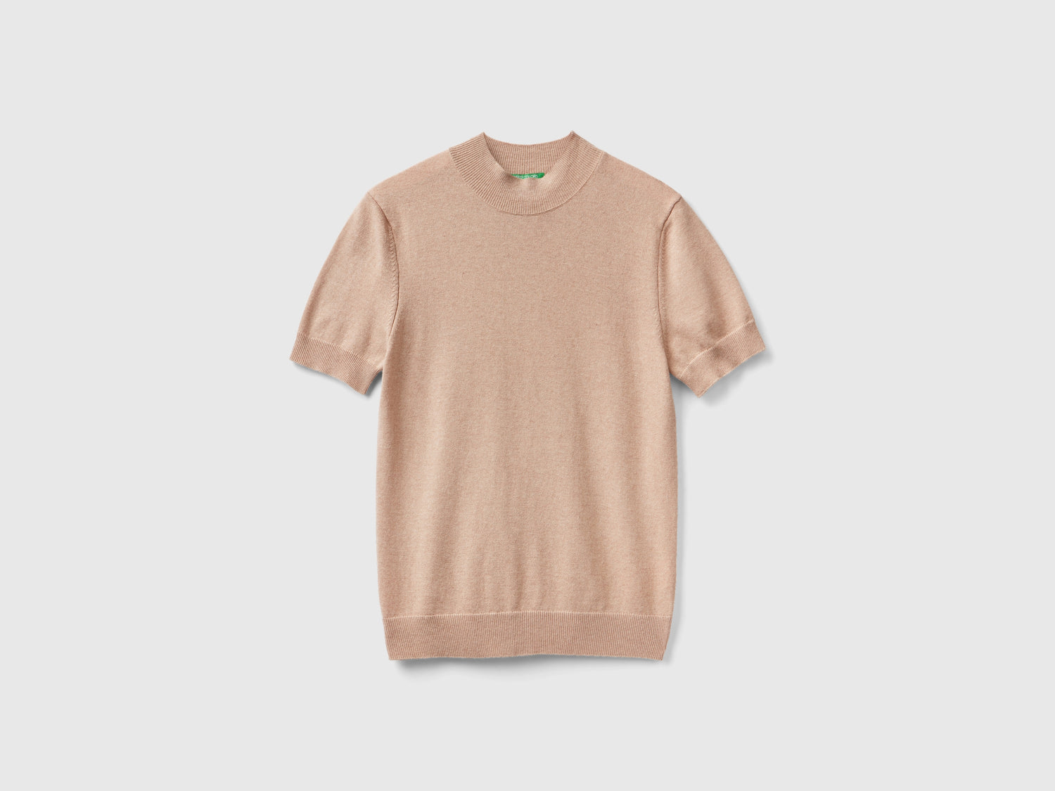 Maglia a manica corta in misto cashmere da donna beige | Benetton Outlet
