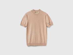 Maglia a manica corta in misto cashmere