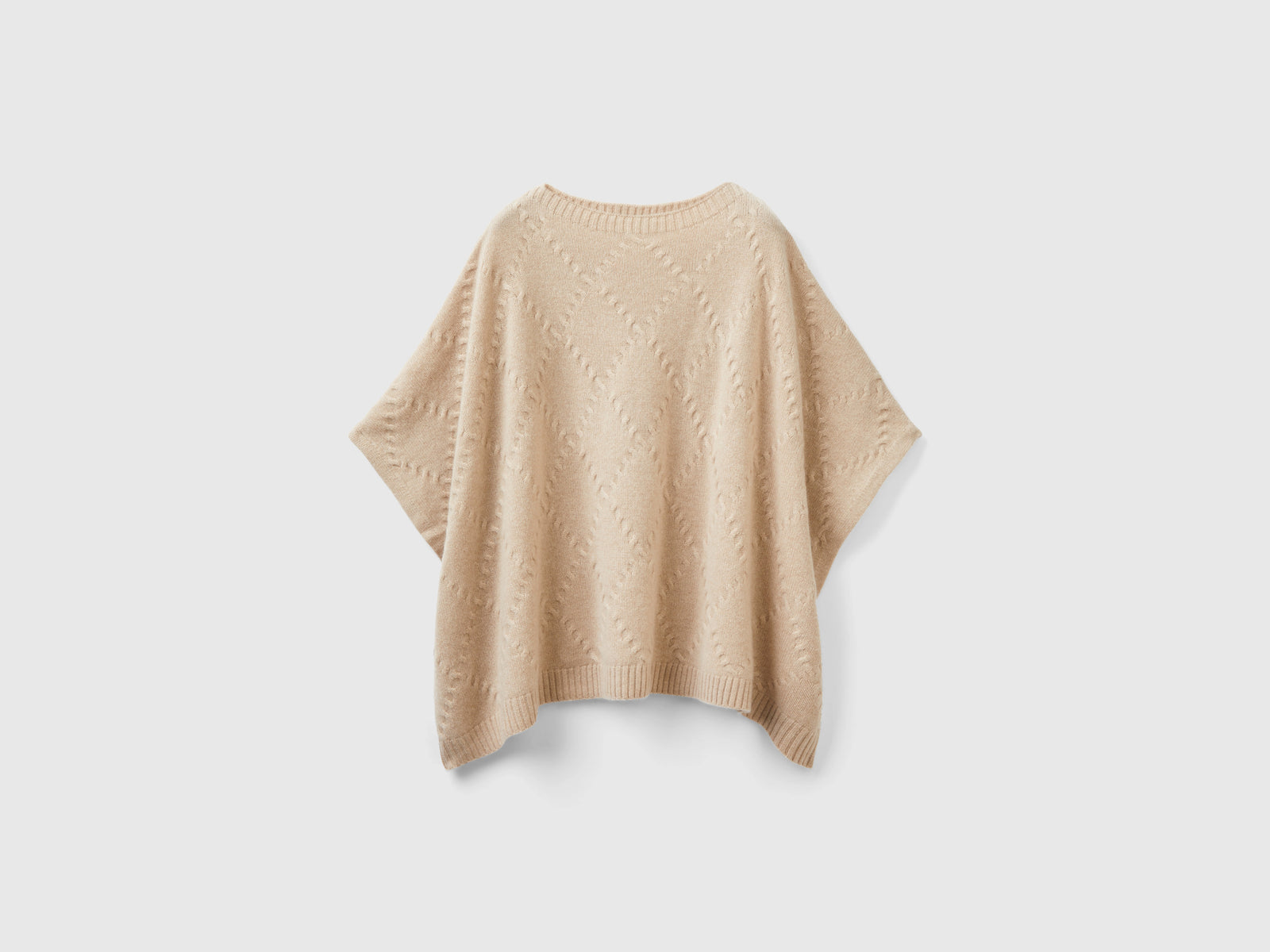 Mantella a losanghe in puro cashmere da donna beige | Benetton Outlet