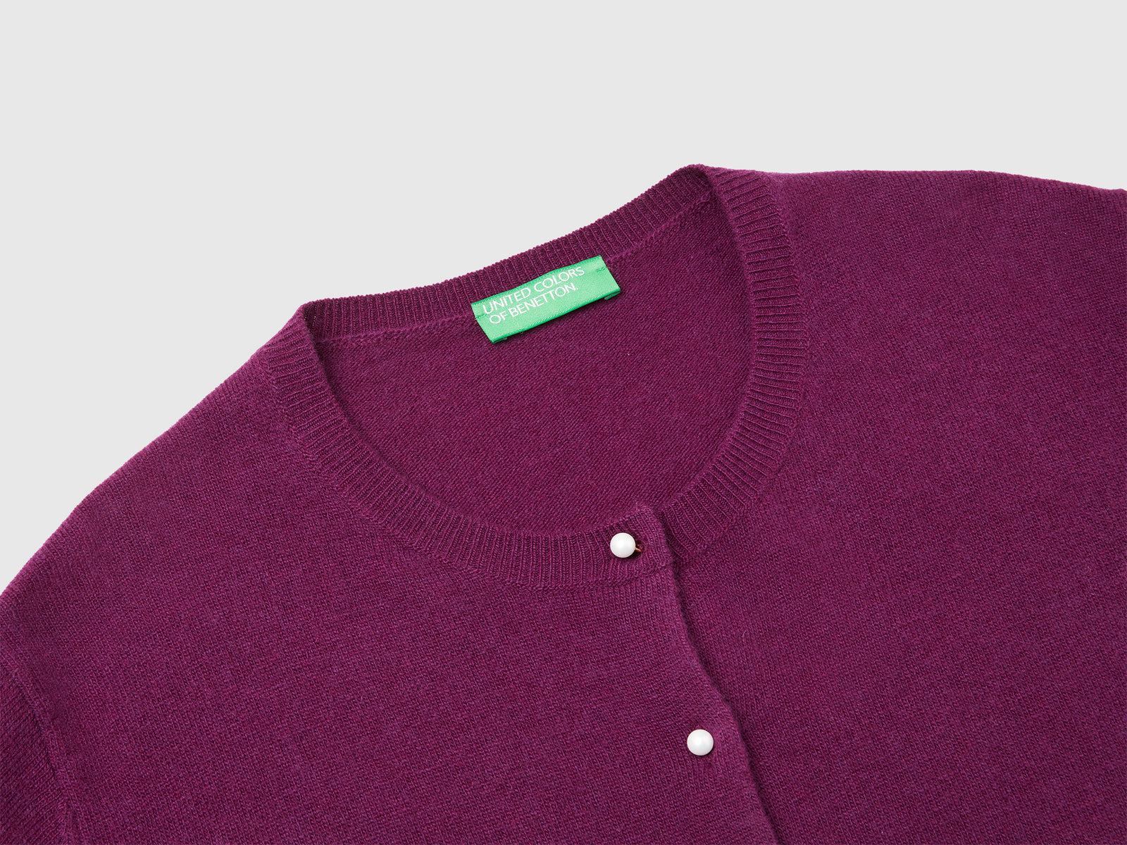 Cardigan viola in pura lana Merino da donna prugna 3 | Benetton Outlet