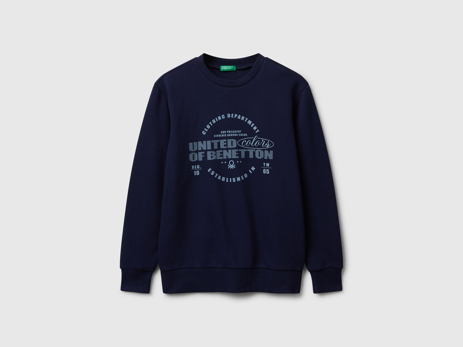 Felpa con logo in cotone da bambino blu scuro | Benetton Outlet