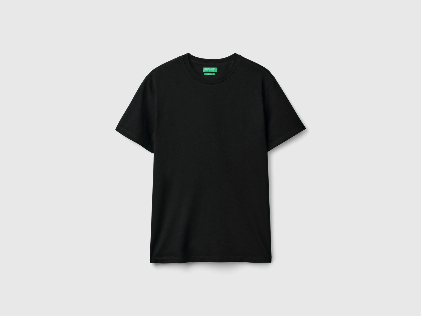 Stretch cotton slim fit T-shirt da uomo nero | Benetton Outlet