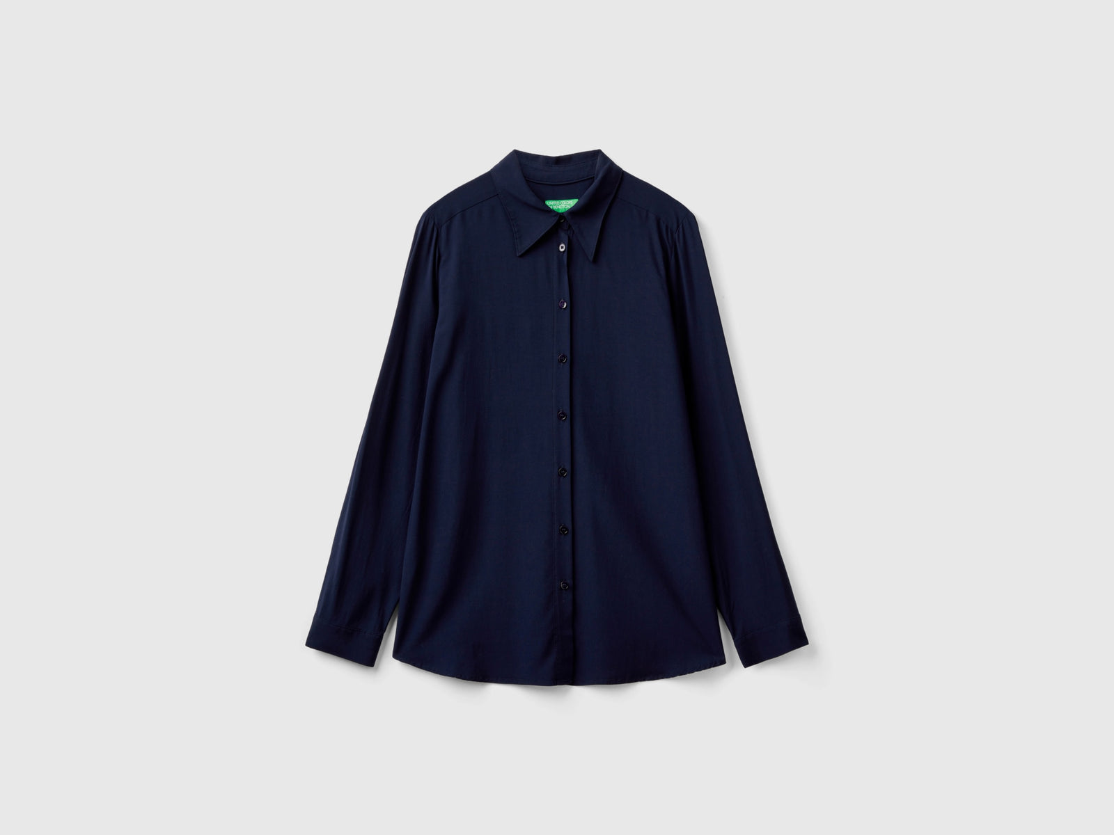 Camicia regular fit in viscosa da donna blu scuro | Benetton Outlet